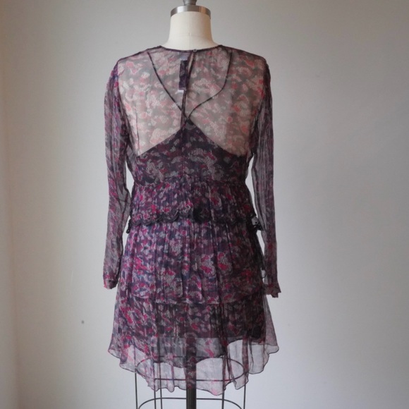IRO Paris Ressy Sheer Chiffon Tiered Mini Dress - US size 6 / UK size 38 - Picture 2 of 6